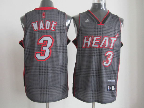 NBA Miami Heat 3 Dwyane Wade Swingman Black Black Square Jersey